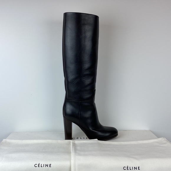 Celine Black Leather heeled boots in size 38.5 - Picture 3 of 14